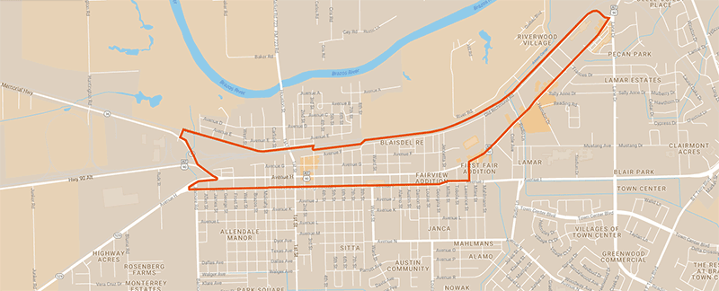 Rosenberg/US 90A Corridor Livable Centers Study Area Map