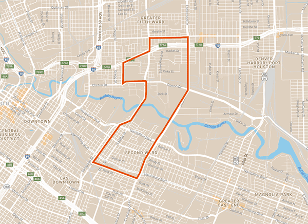 Fifth Ward/Buffalo Bayou/East-End Study Area Map
