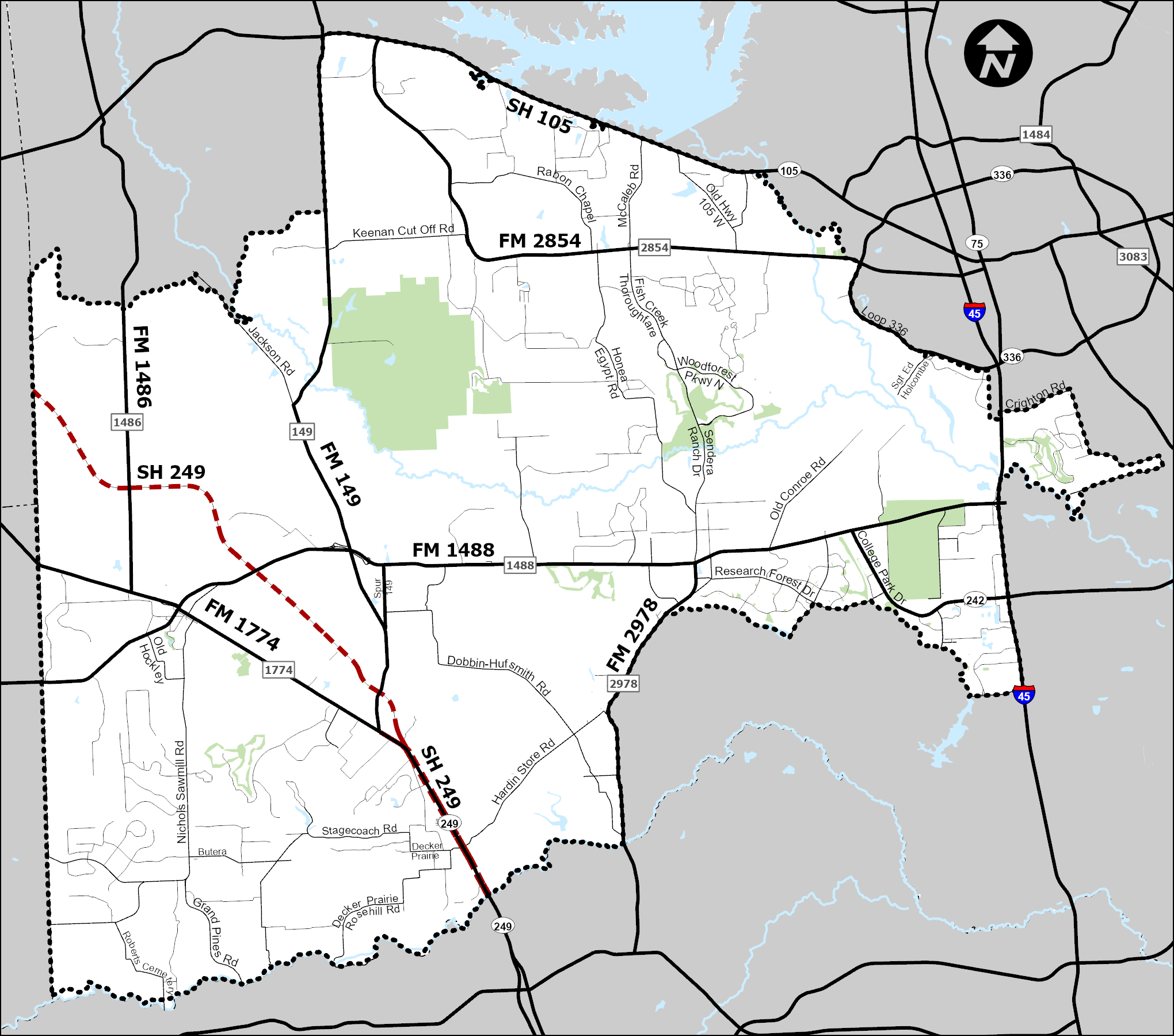 Montgomery County Pricinct 2 Mobility Plan Study Area Map