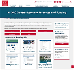 H-GAC's Disaster Recovery Resources and Funding page screenshot