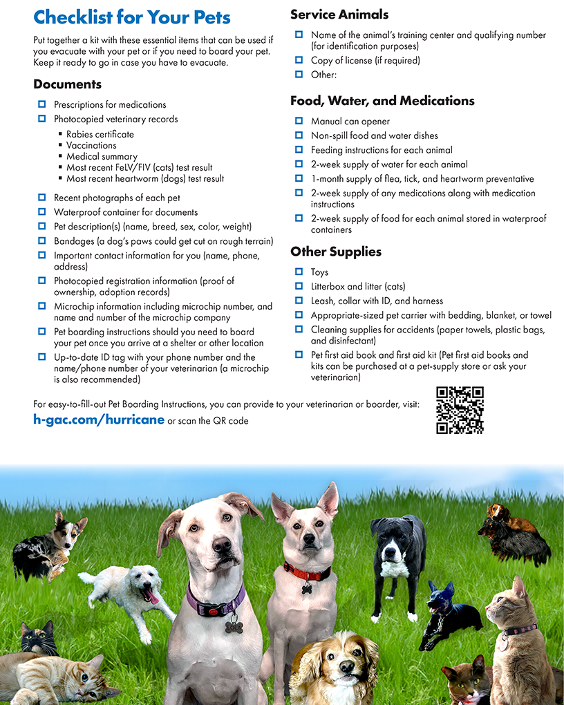 2025 H-GAC Hurricane Pet Boarding Checklist
