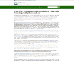 USDA Disaster Assistance to Agricultural Producers in Texas